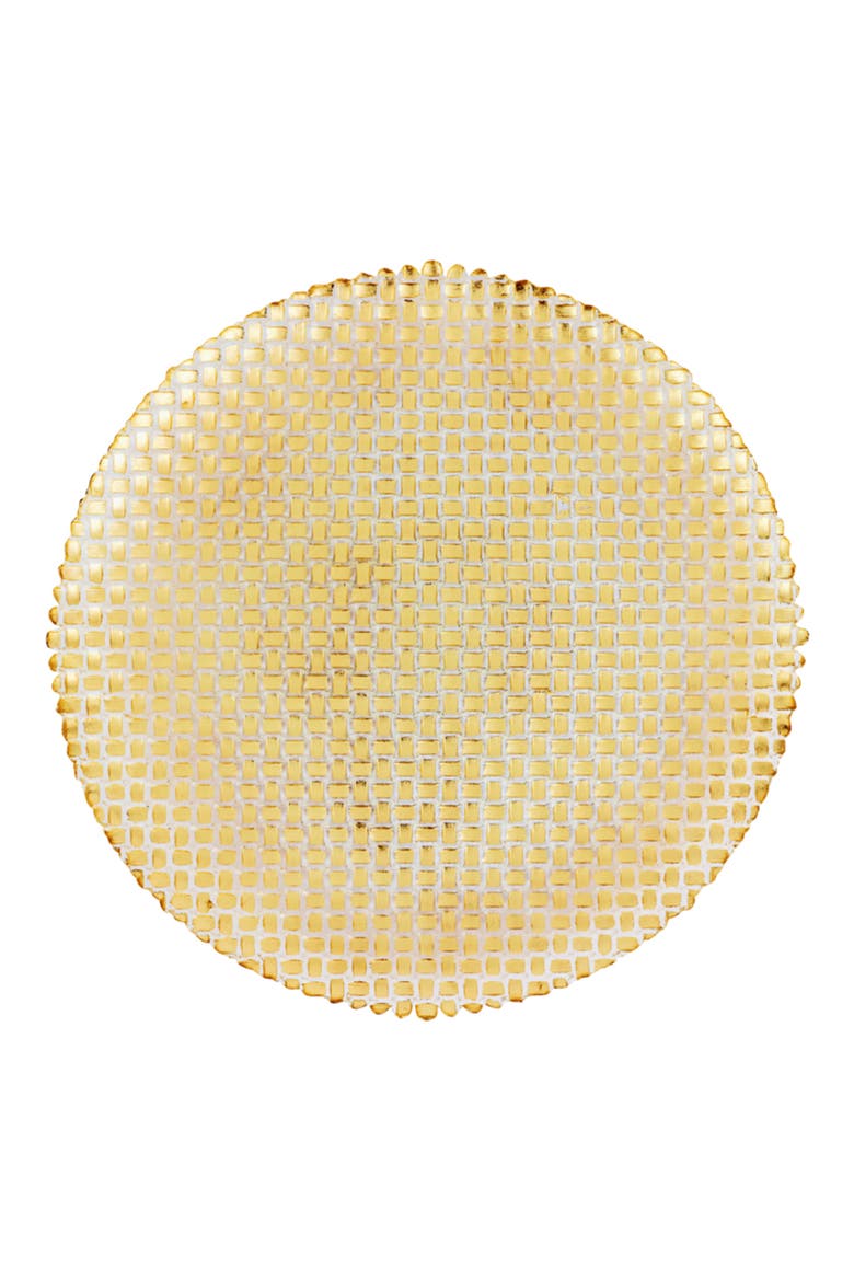 Rufolo Glass Basketweave Large Round Platter, Main, color, GOLD