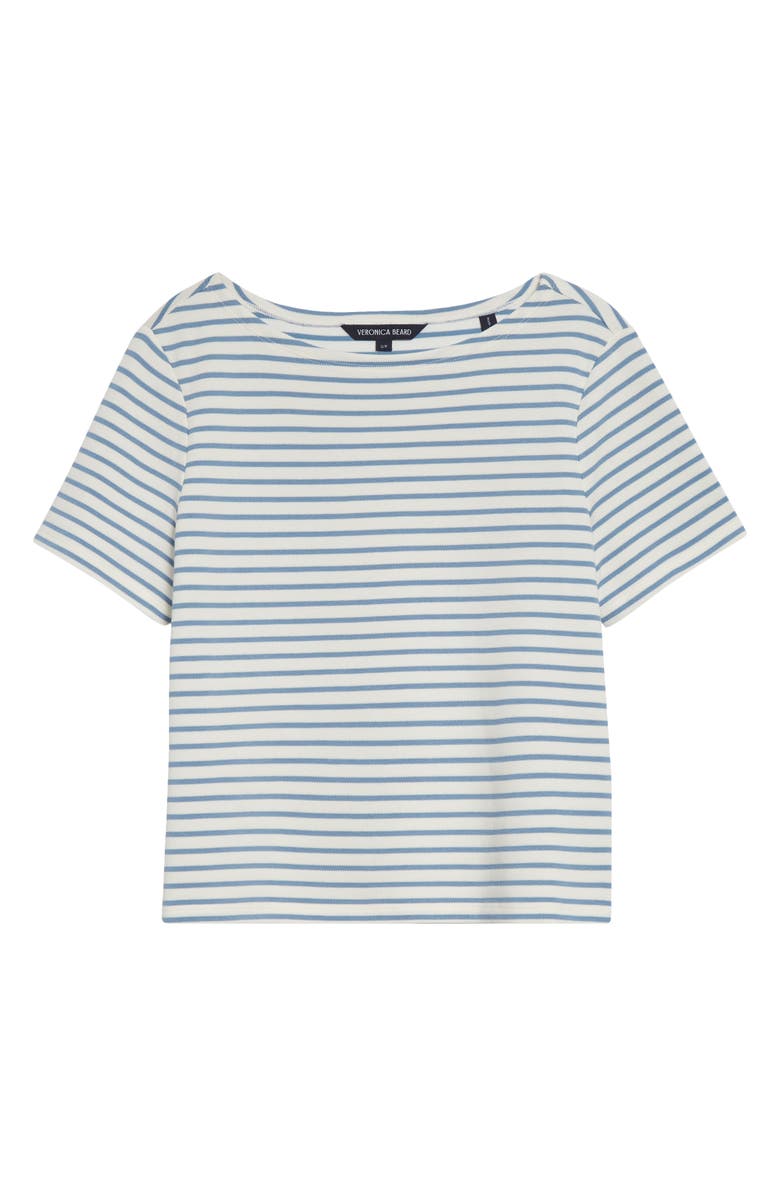 Veronica Beard Hovey Stripe Boat Neck T-Shirt, Alternate, color, Dove Lake Mist