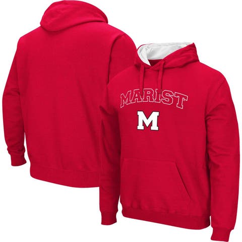 Men's Colosseum Red Marist Red Foxes Arch & Logo 3.0 Pullover Hoodie