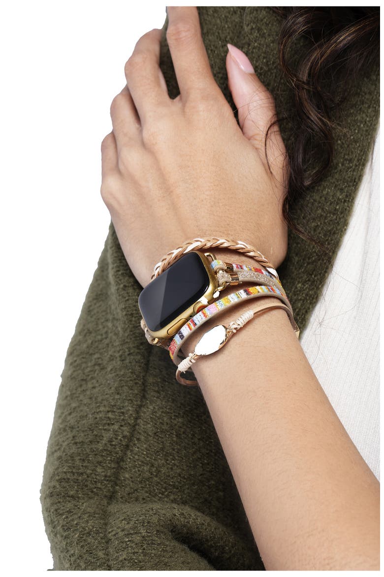 Braided Wrap Apple Watch® Watchband, Alternate, color, TAUPE