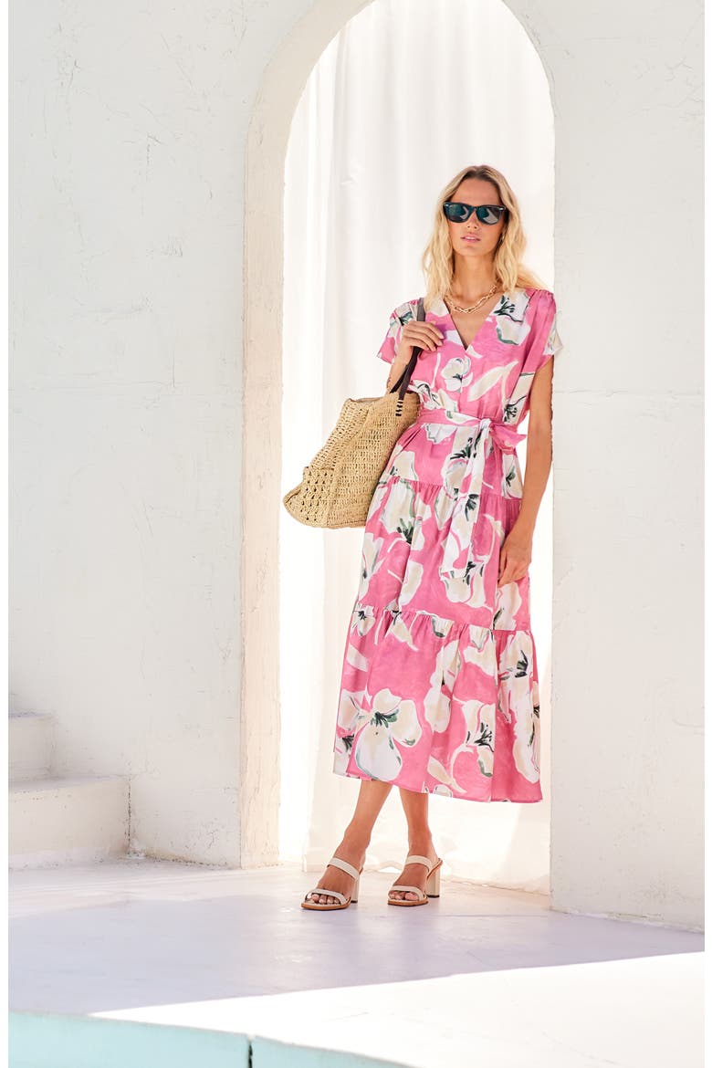 Kristine Floral Tiered Cotton Midi Dress, Alternate, color, FLORAL PRINT