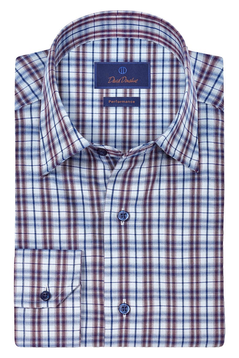Check Brushed Performance Sport Shirt, Main, color, MERLOT