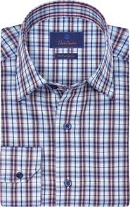 David Donahue Check Brushed Performance Sport Shirt