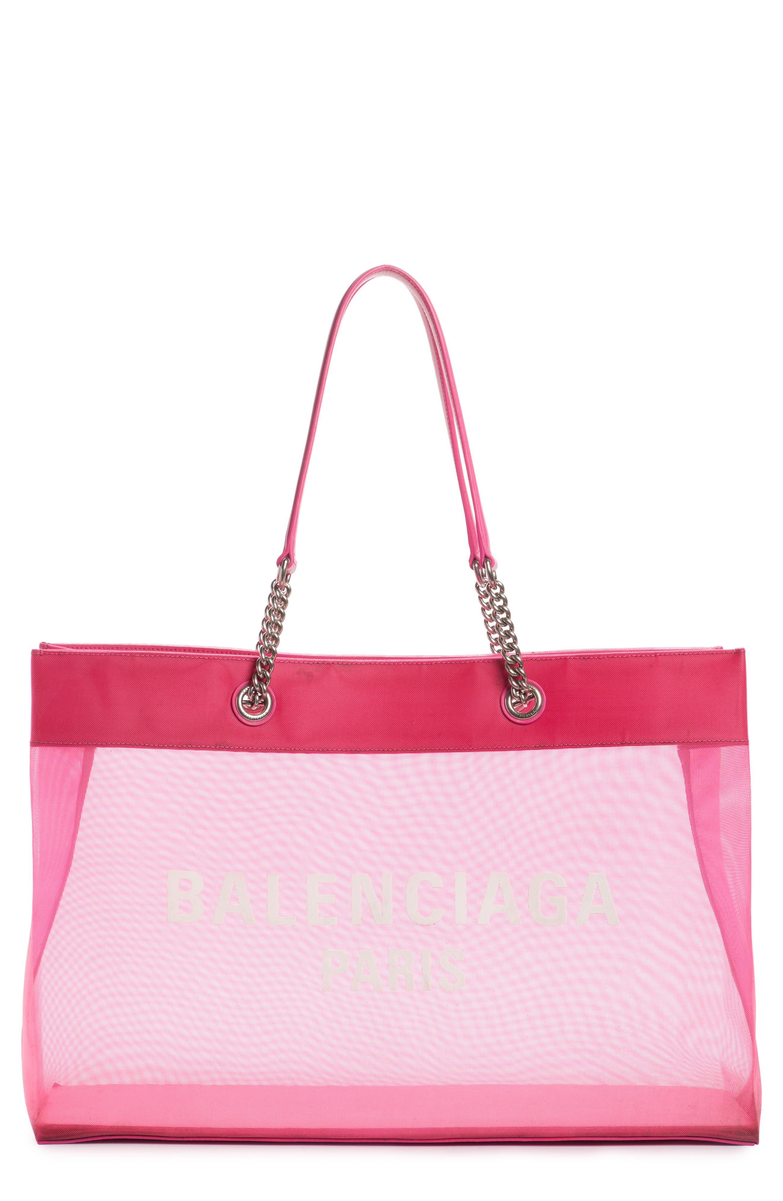 Large Duty Free Mesh Tote, Main, color, FUCHSIA/ L WHITE