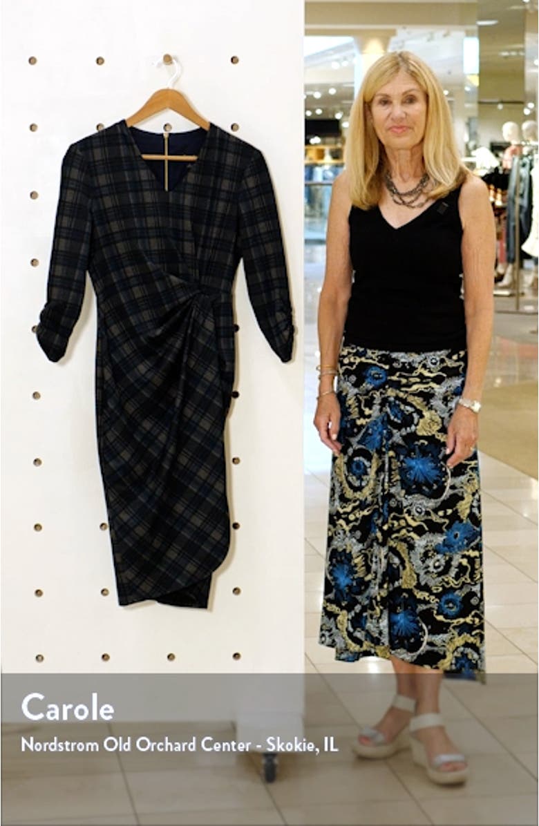 Plaid V-Neck Sheath Dress, sales video thumbnail