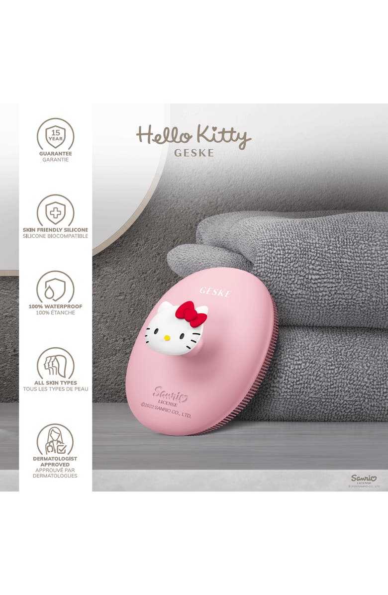 GESKE Hello Kitty SmartAppGuided Facial Brush with Handle | 3 in 1, Alternate, color, Hello Kitty Pink