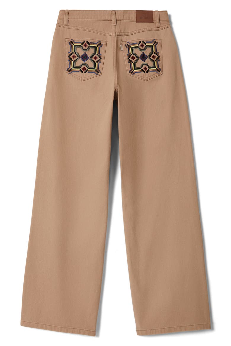The Chloe Embroidered Pocket Wide Leg Jeans, Alternate, color, WASHED TIMELESS TAUPE