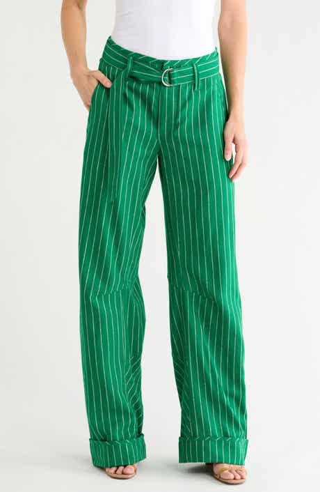 Raise the Stakes Pinstripe Belted Pants
