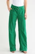 Free People Raise the Stakes Pinstripe Belted Pants