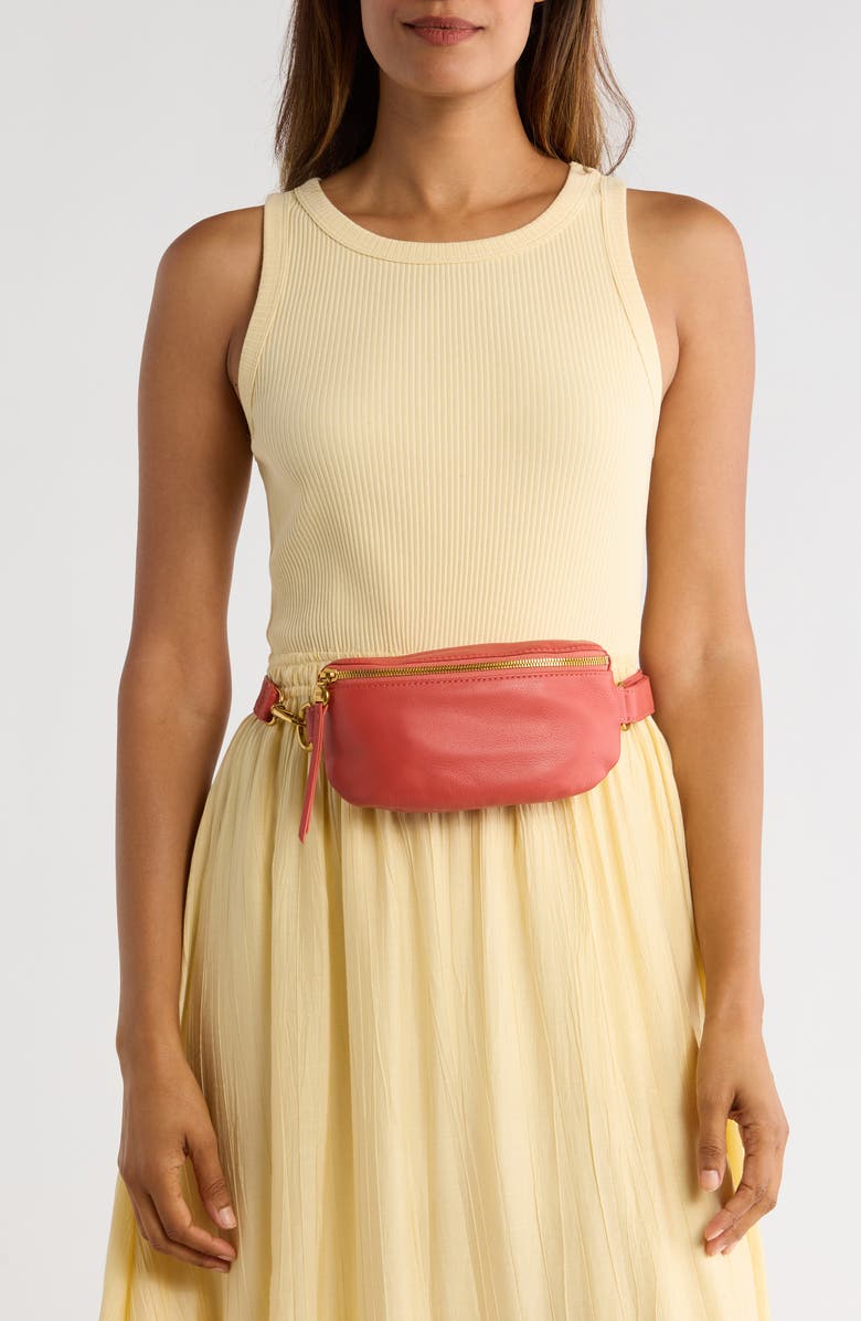 HOBO Fern Leather Belt Bag, Alternate, color, Red Clay