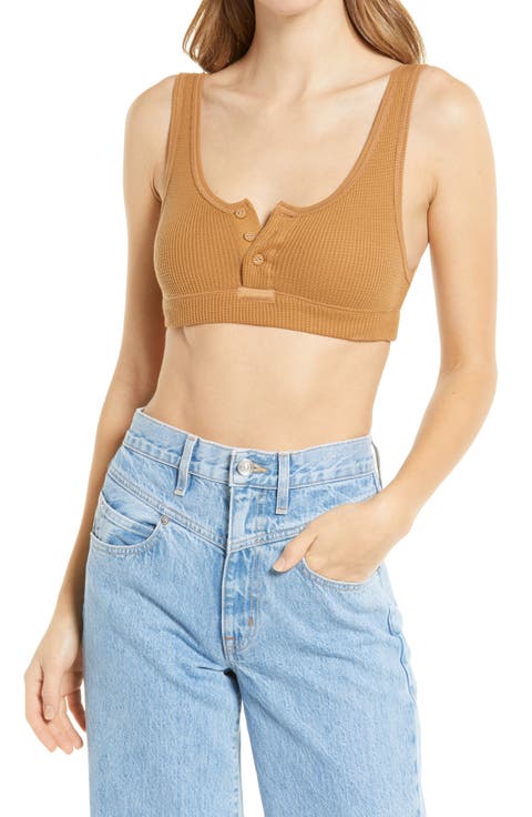 Waffle Knit Henley Bralette (Regular & Plus Size)