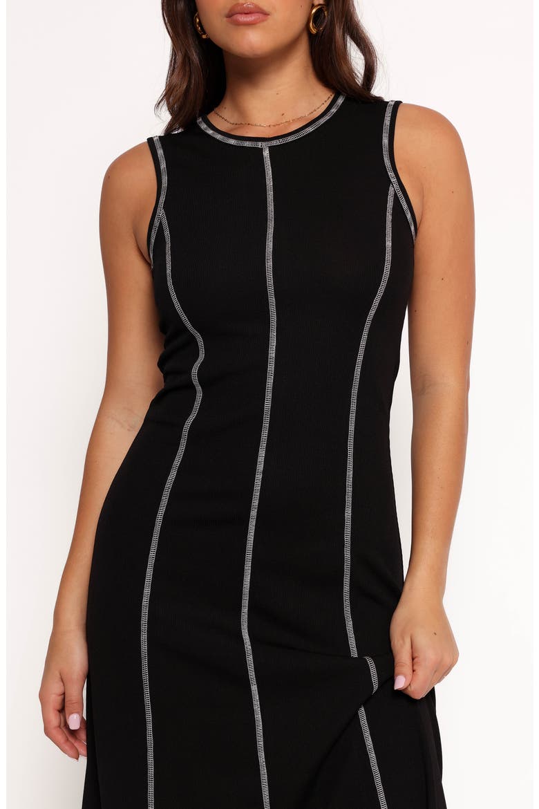 Kyrie Seamed Rib Midi Dress, Alternate, color, BLACK WHITE