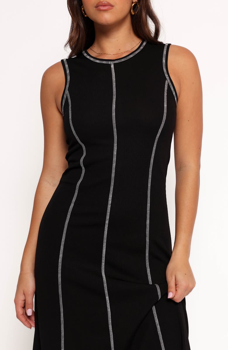 Petal & Pup Kyrie Seamed Rib Midi Dress, Alternate, color, Black White