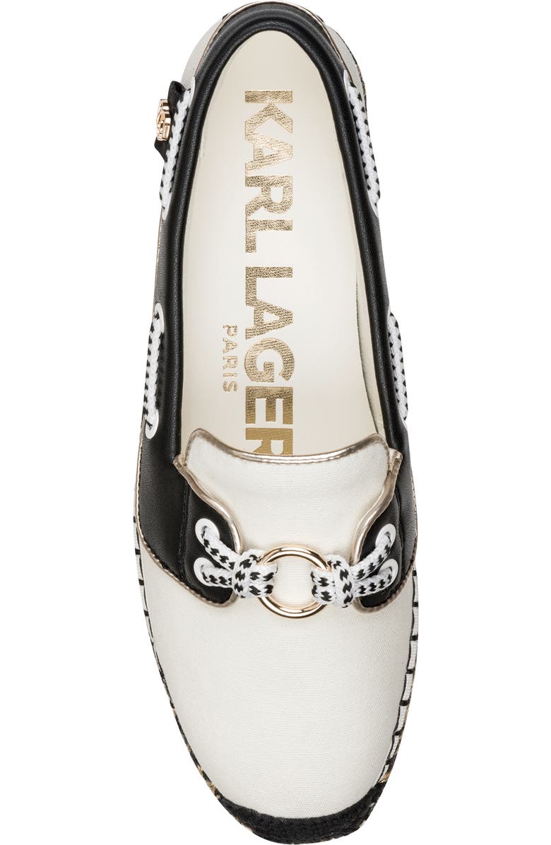 KARL LAGERFELD PARIS Miami Espadrille Boat Shoe, Alternate, color, Bright White/ Black