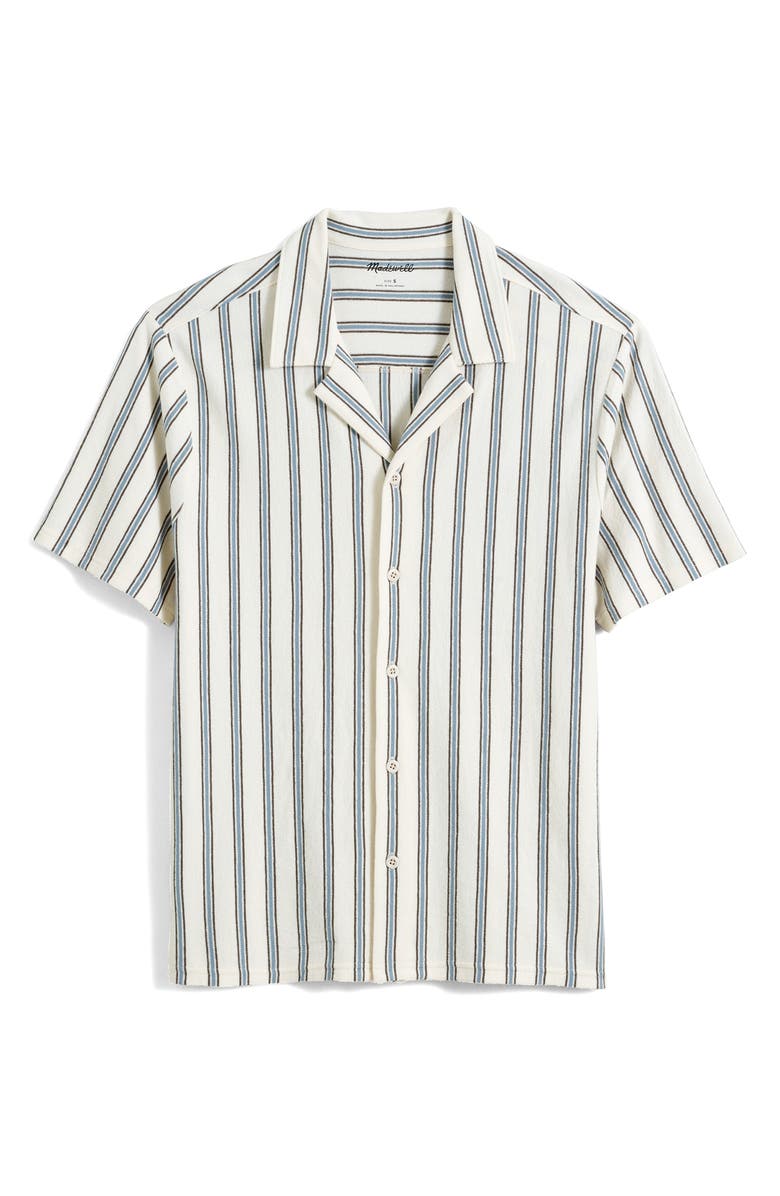 Madewell Stripe Textured Easy Short Sleeve Knit Button-Up Shirt, Alternate, color,