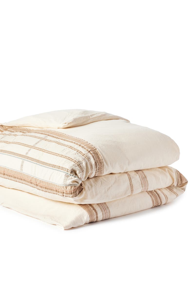 Coyuchi Bodega Bay Organic Cotton Duvet Cover, Main, color, Undyed W/ Fawn