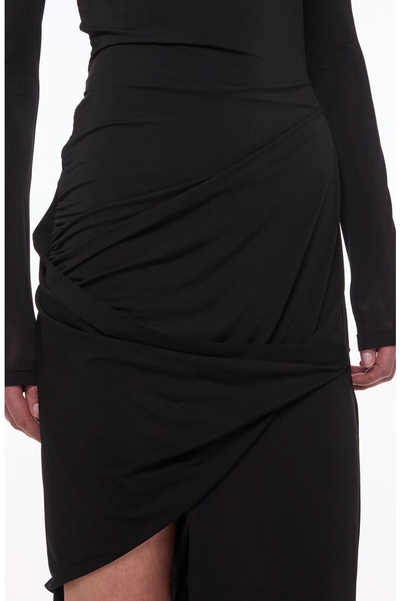 Drape Long Sleeve Maxi Dress, Alternate, color, BLACK