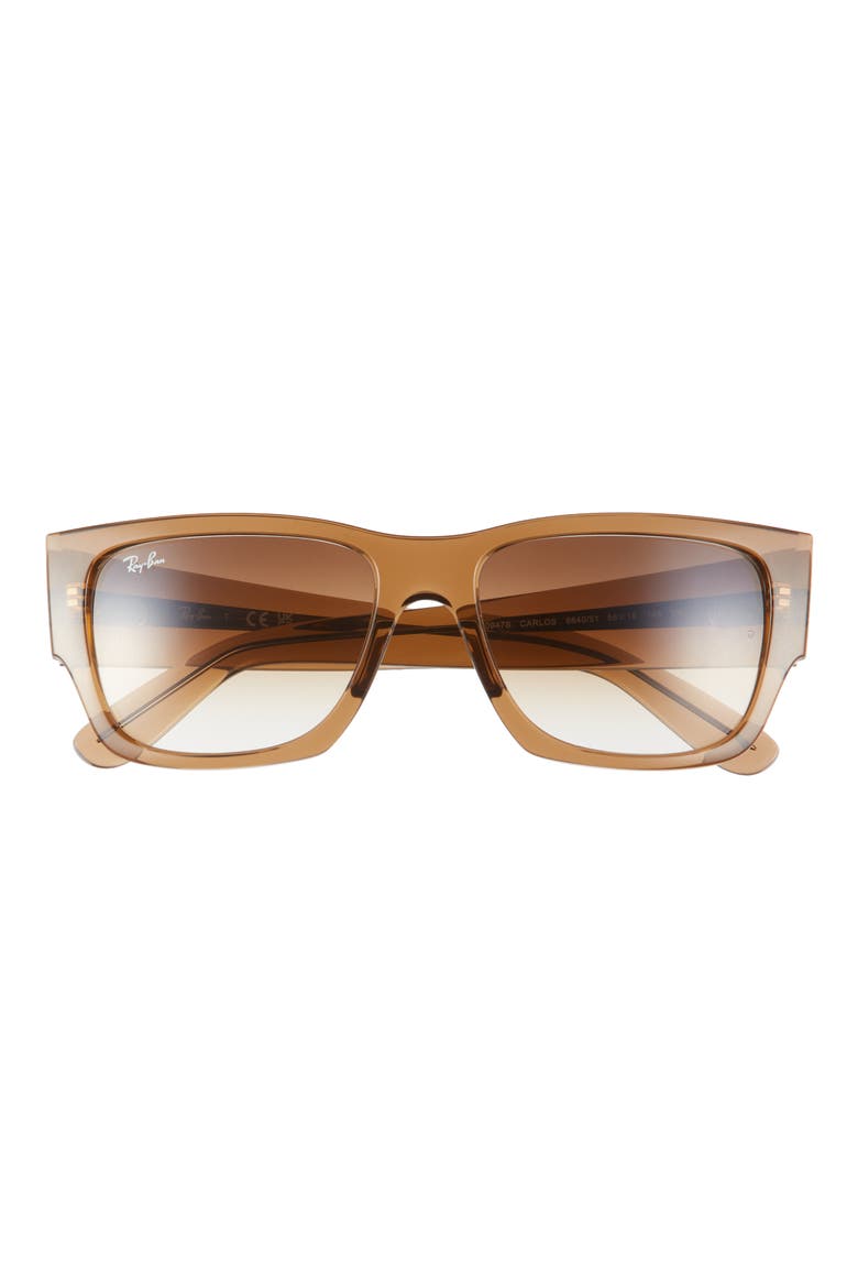 Carlos 56mm Polarized Rectangular Sunglasses, Main, color, DARK BROWN