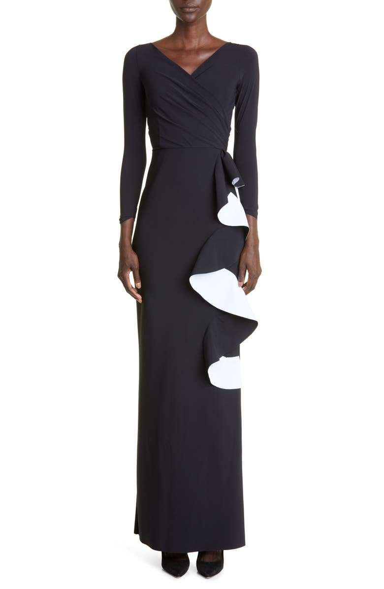 Chiara Boni La Petite Robe Sangiovanna Long Sleeve Ruffle Gown, Main, color,
