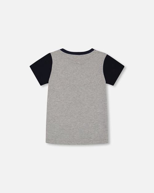 DEUX PAR DEUX DEUX PAR DEUX LITTLE BOY'S ORGANIC COTTON COLORBLOCK TEE GRAY, NAVY AND TEAL