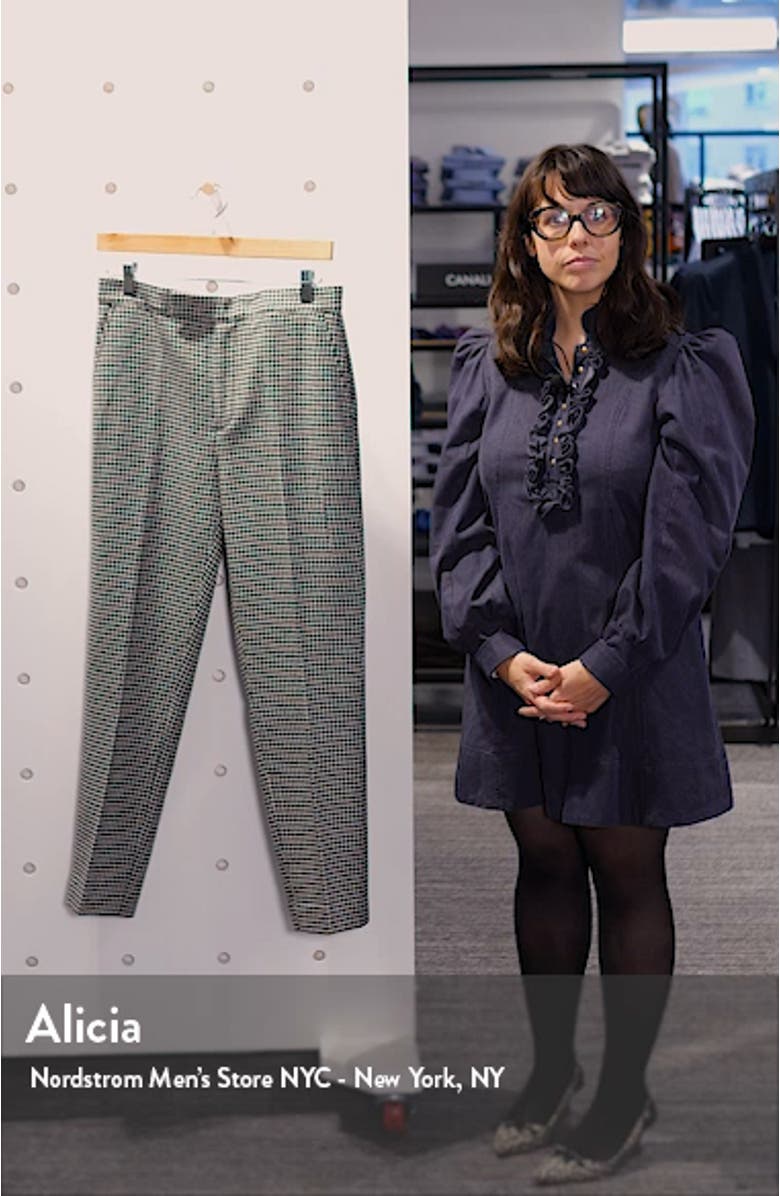 Houndstooth Check Wool Blend Trousers, sales video thumbnail