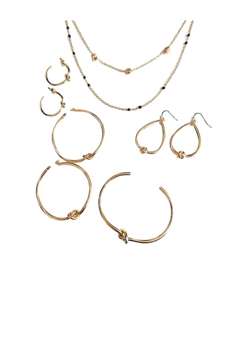 Knot Hoop Earrings, Alternate, color, Gold