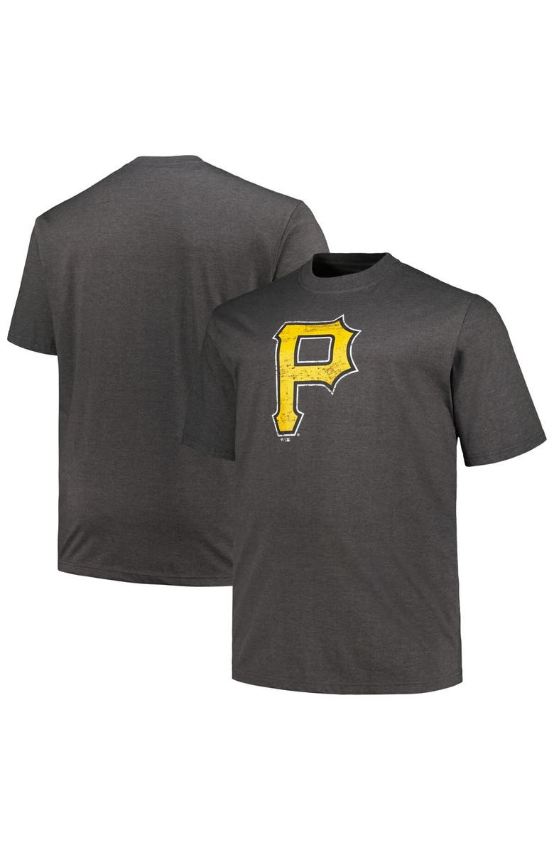 PROFILE Men's Profile Heather Black Pittsburgh Pirates Big & Tall Weathered Logo T-Shirt, Alternate, color, Heather Black