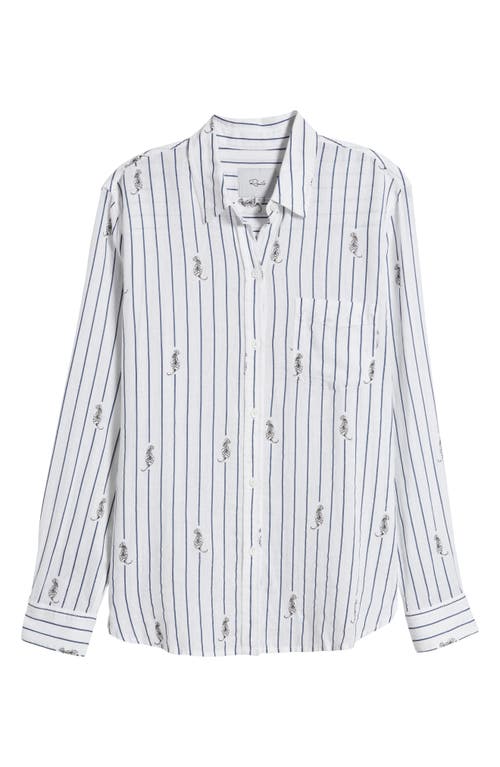Rails Charli Stripe Linen Blend Button-up Shirt In Navy Striped Tigers