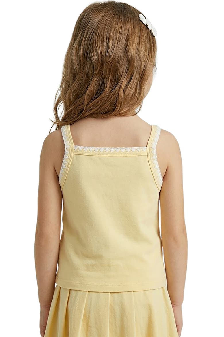 Kids' Embroidered Trim Cotton Blend French Terry Tank, Alternate, color, MUSTARD