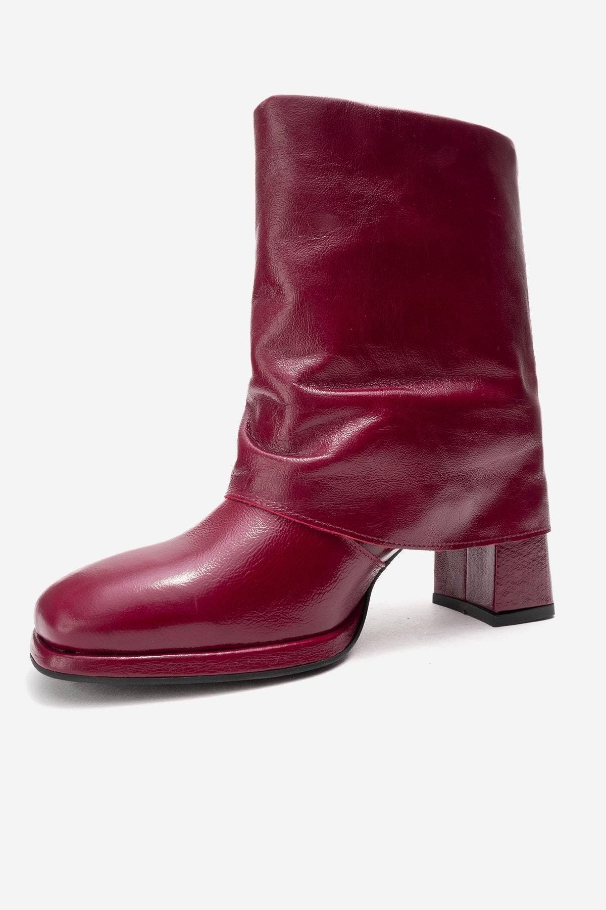 Lore Leather Block Heel Boot, Alternate, color, Burgundy Patent
