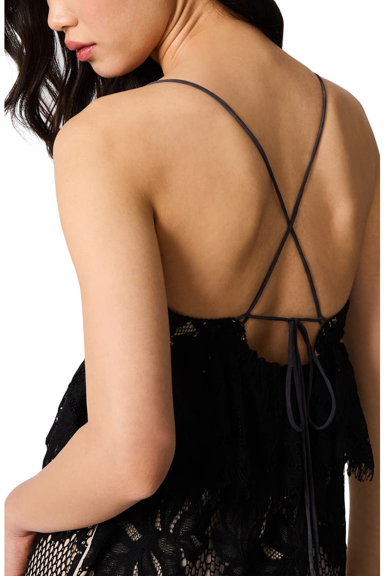 Annette Lace Embroidered Tiered Maxi Peplum Dress, Alternate, color, BLACK