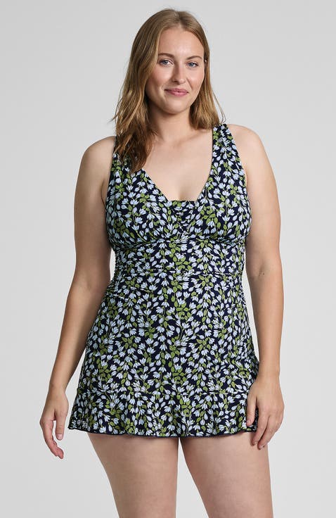 Plus Size SlenderSuit Grecian Mini Swim Dress