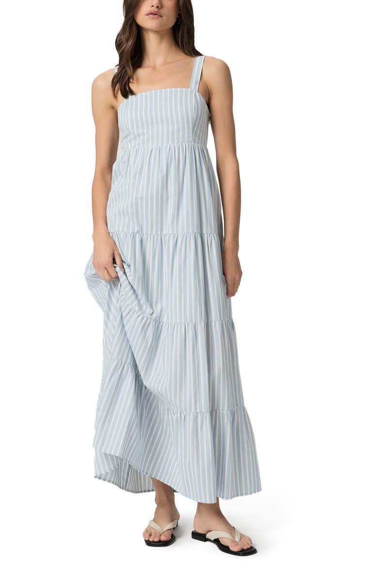 Ginseng Stripe Tiered Cotton Maxi Sundress, Alternate, color, BLUE/ WHITE