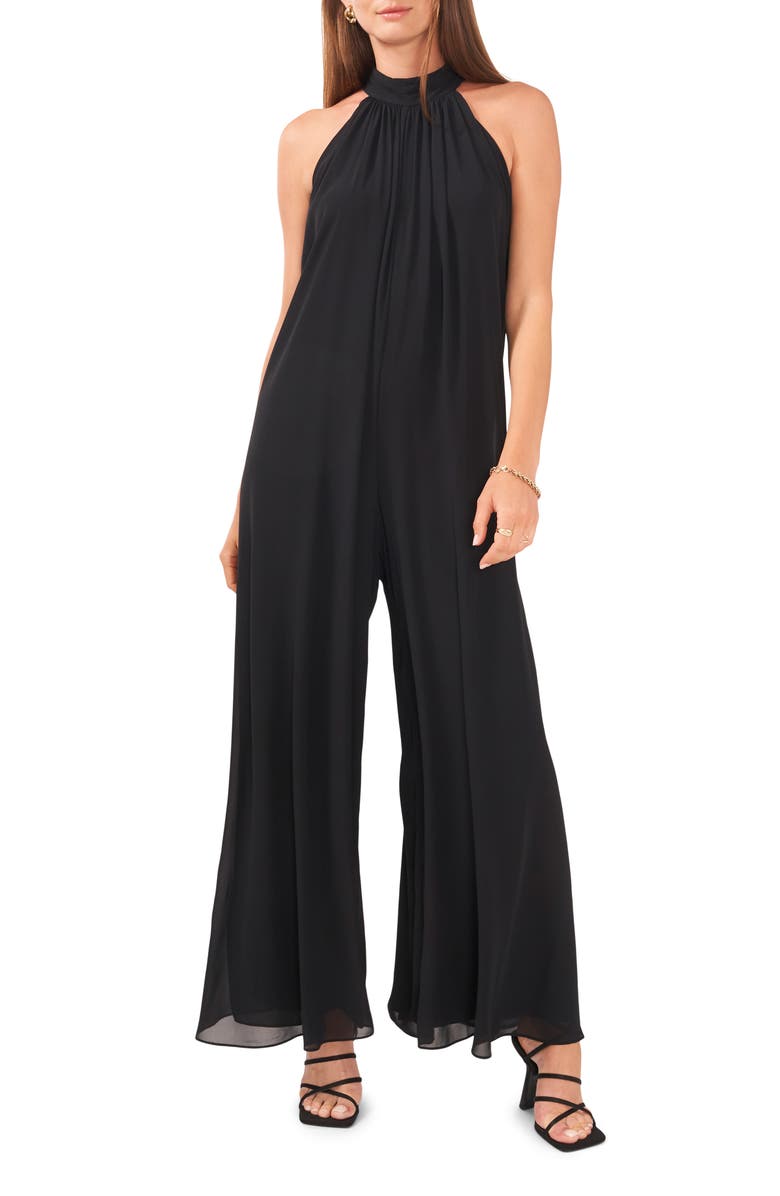 Vince Camuto Halter Neck Wide Leg Chiffon Jumpsuit, Main, color,