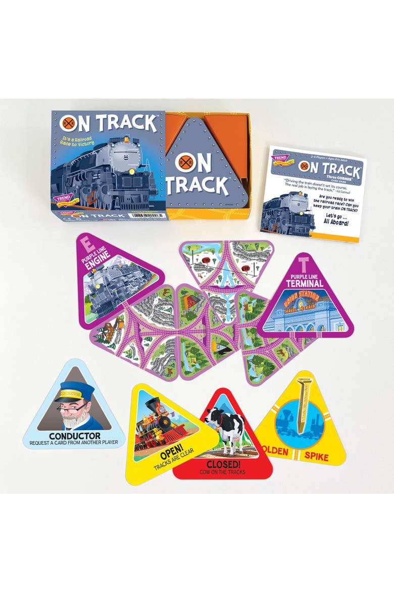 ON TRACK Three Corner Card Game, Alternate, color, Multicolored