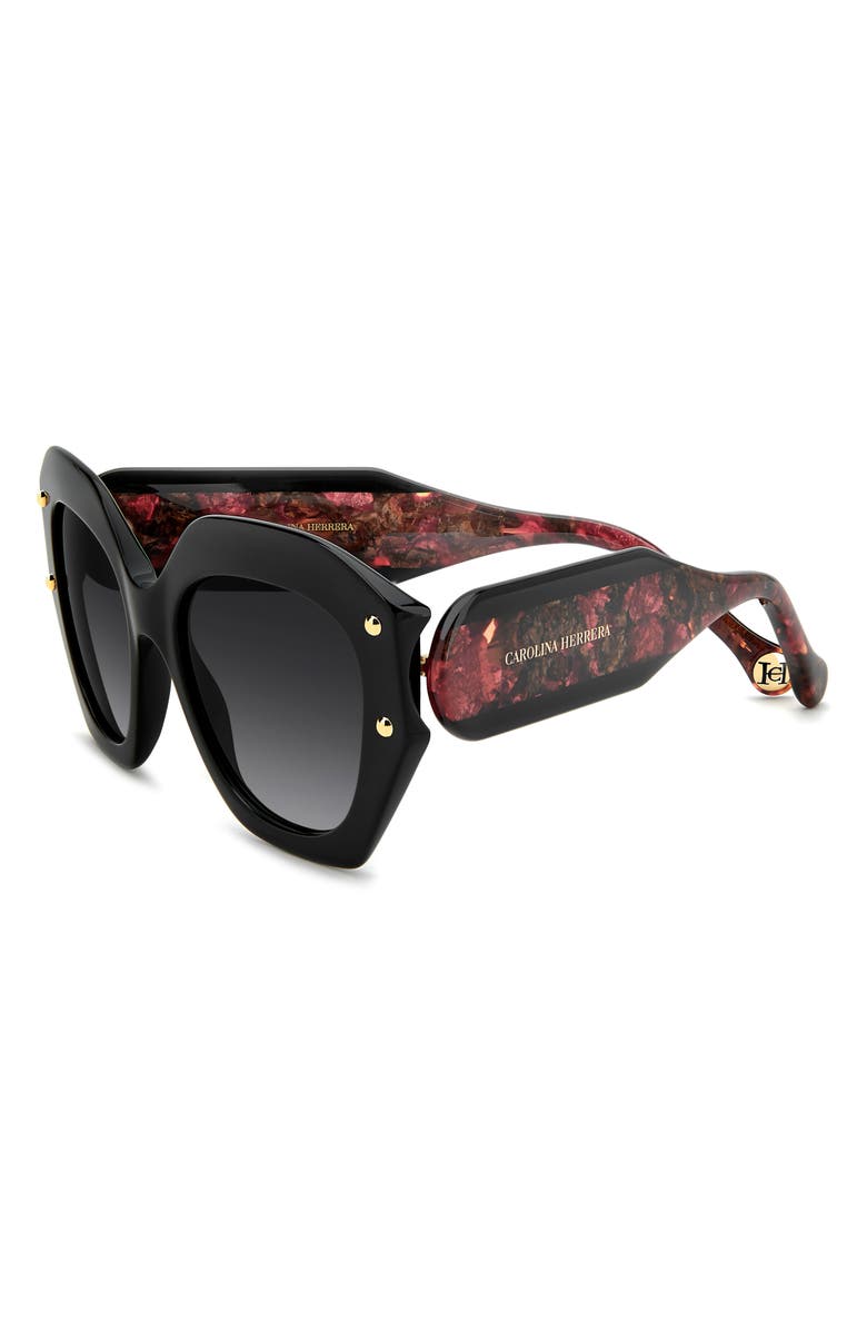 Carolina Herrera Her 53mm Gradient Square Sunglasses, Alternate, color, Red Havana Black/ Dark Grey Sf