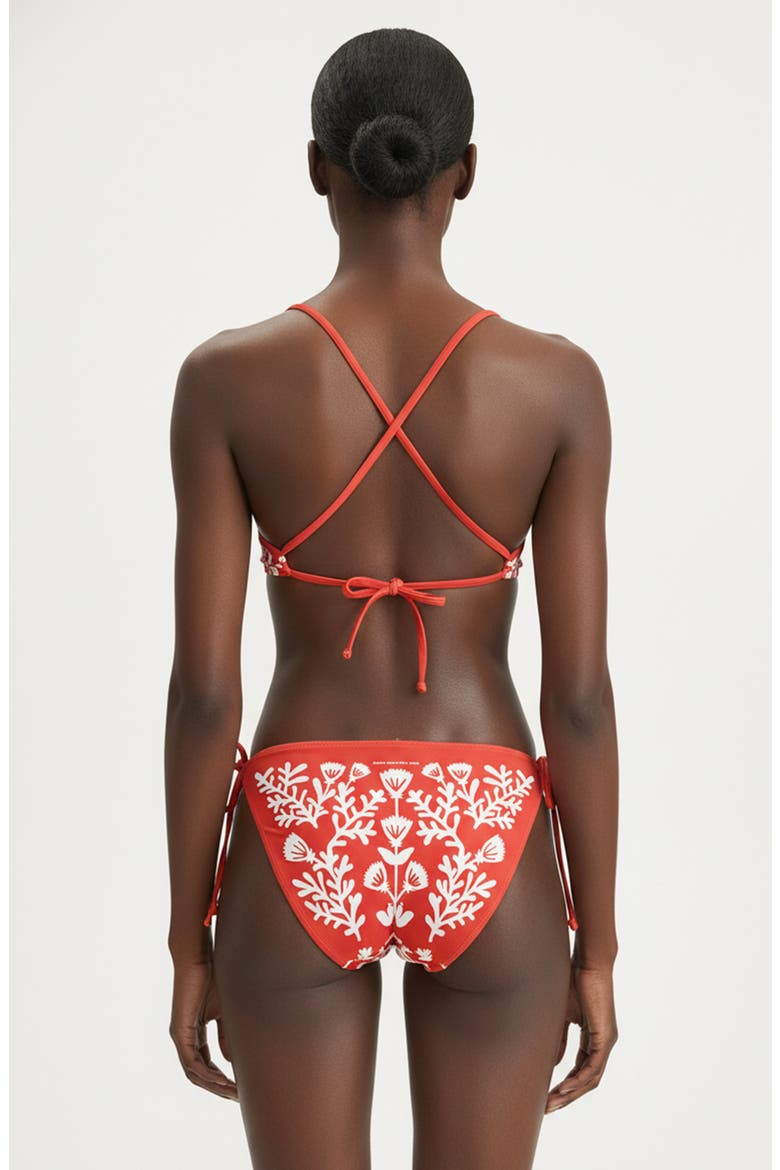 Coral Garden Reversible Triangle Bikini Top, Alternate, color, Red