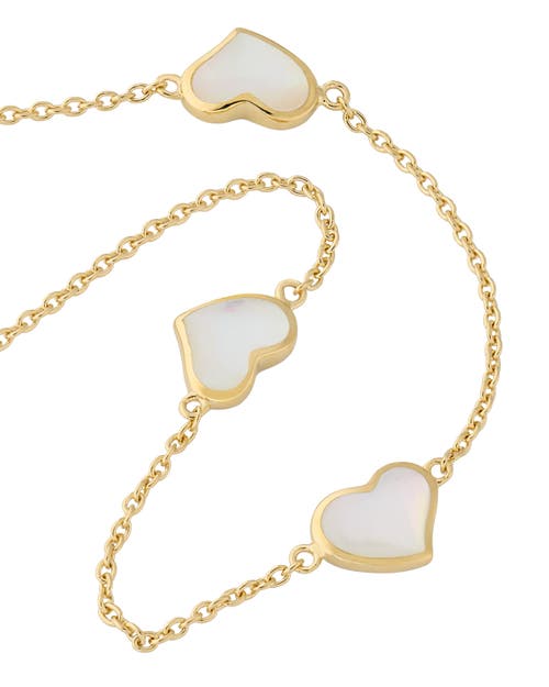 Jan Leslie Triple Station Heart 20" Necklace Set In Sterling Silver With 18k Gold Overlay In White