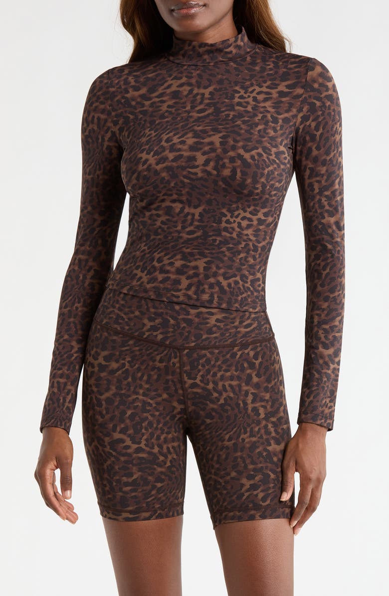 MPG Leopard Print Long Sleeve Top, Main, color, Caribou Leopard