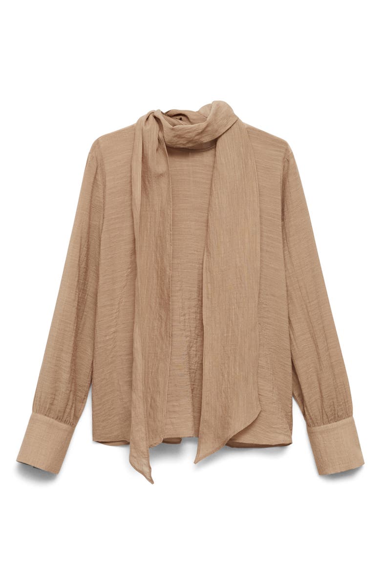 MANGO Long Sleeve Bow Neck Shirt, Alternate, color, 