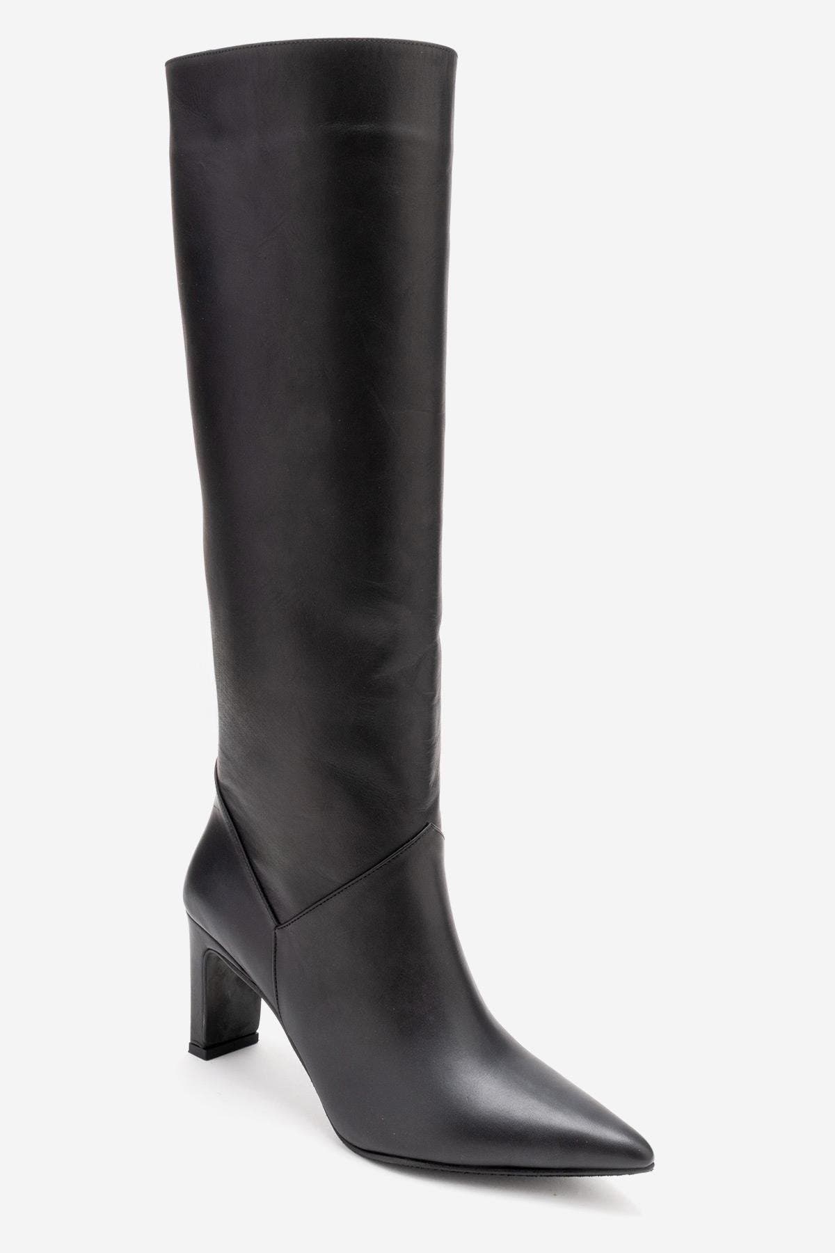 Forever & Always Shoes Merla Leather Block Heel Boot, Alternate, color, Black