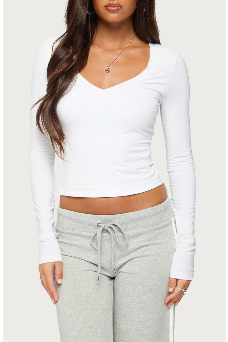 Taima Ruched Long Sleeve Top, Main, color, WHITE