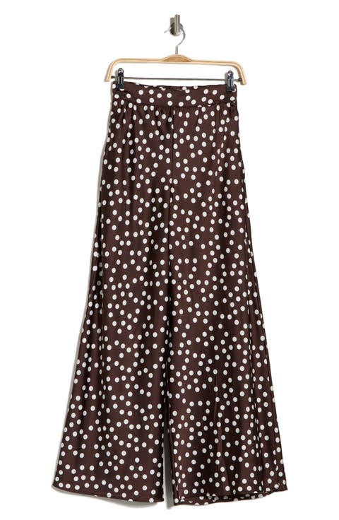 Polka Dot Satin Wide Leg Pants