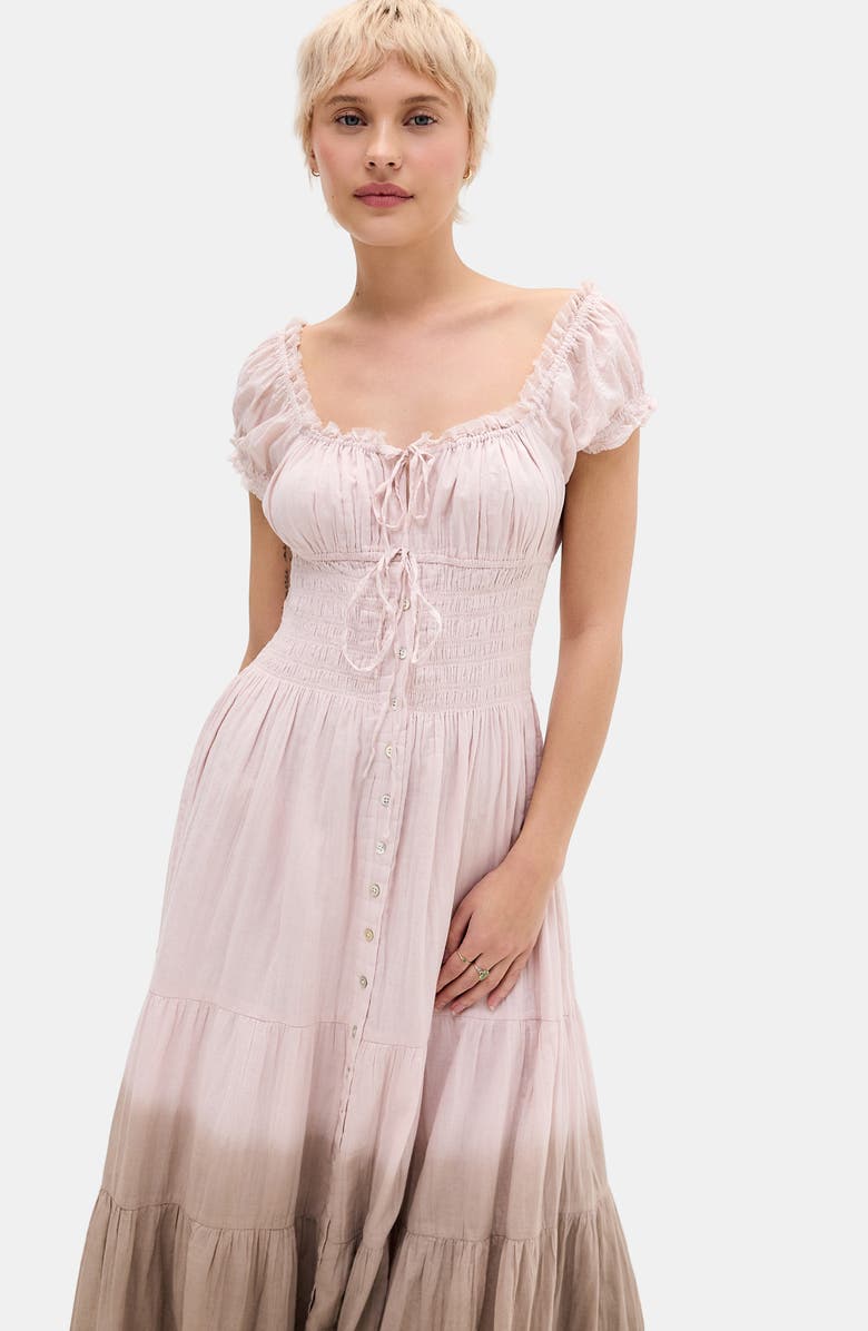 BDG Urban Outfitters Samira Smocked Ombré Maxi Dress, Alternate, color, Pink