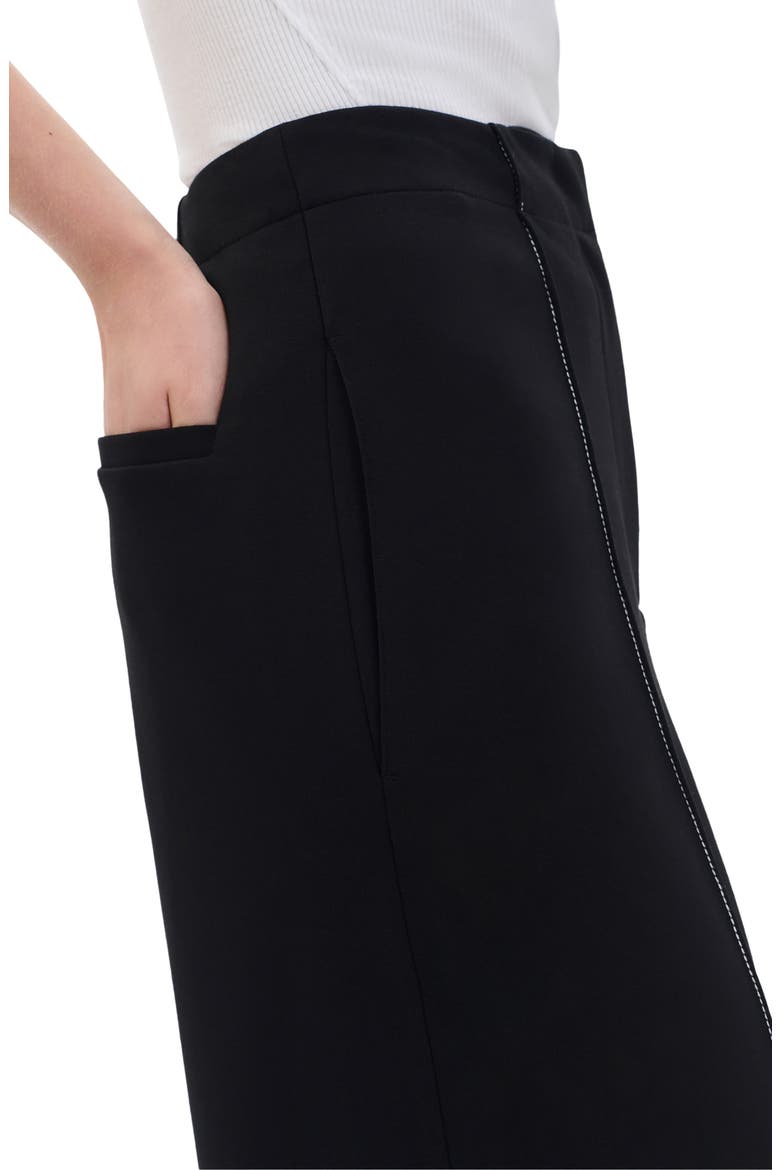 Irina Contrast Stitch Straight Leg Pants, Alternate, color, BLACK