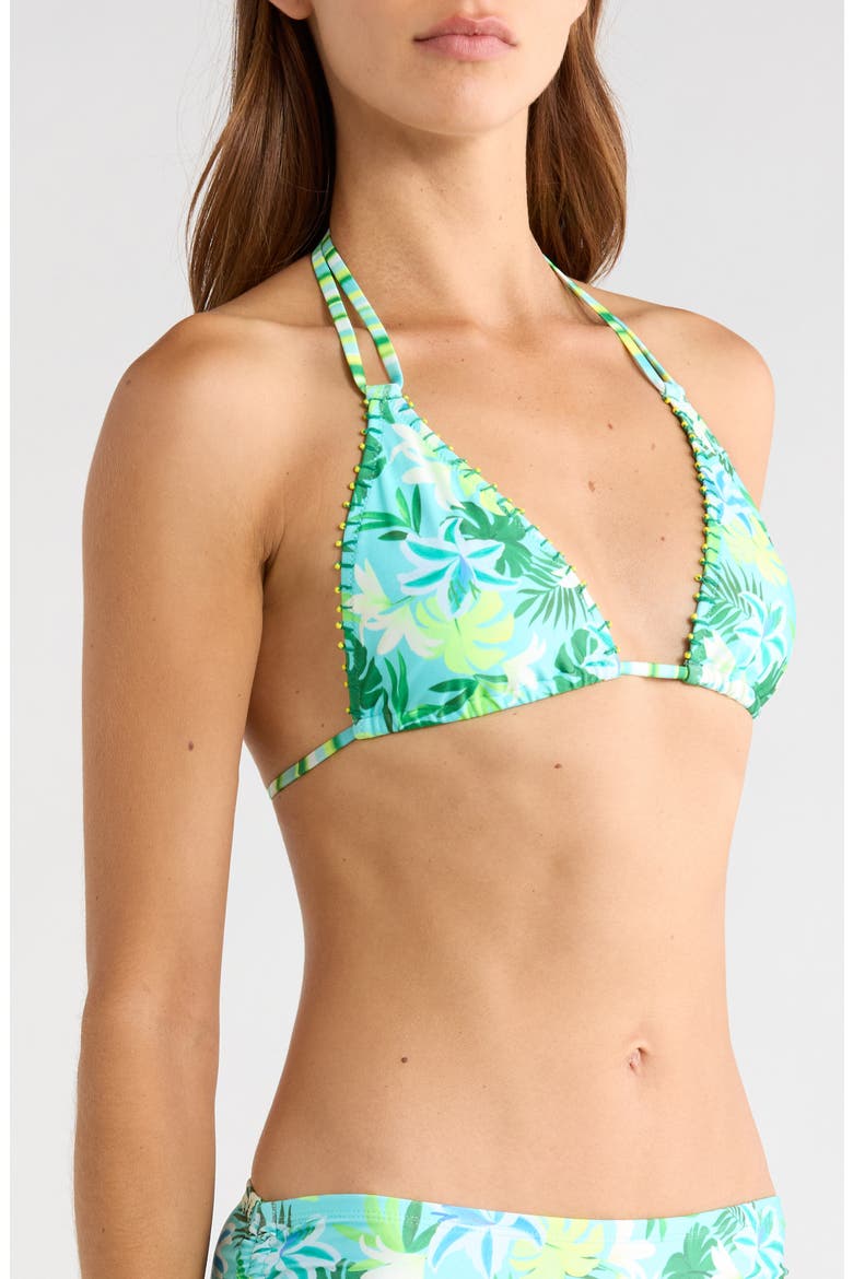 Beaded Halter Bikini Top, Alternate, color, NEON SPLICE
