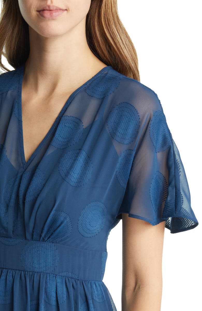 Maggy London Circle Burnout Mesh Jacquard Midi Dress, Alternate, color,