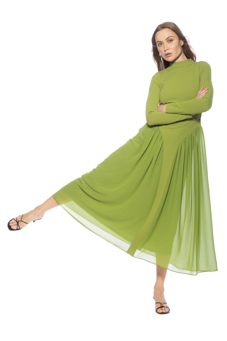 ODETTE MOCKNECK MIDI DRESS, Alternate, color, SAGE