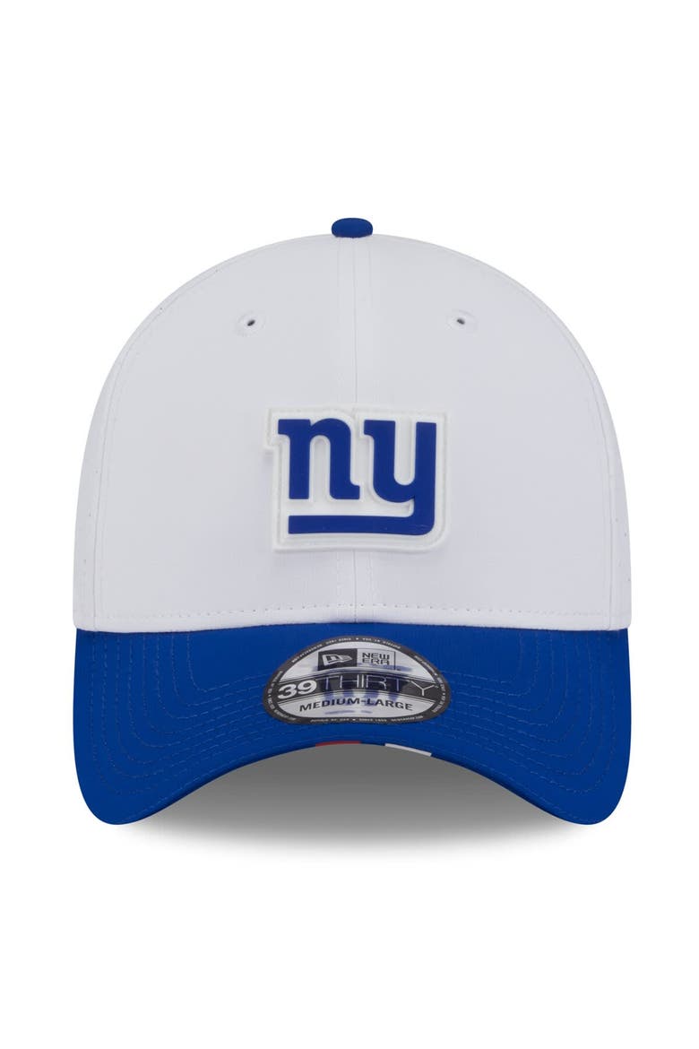 Men's New Era  White/Royal New York Giants 2025 NFL Training Camp 39THIRTY Flex Hat, Alternate, color, White