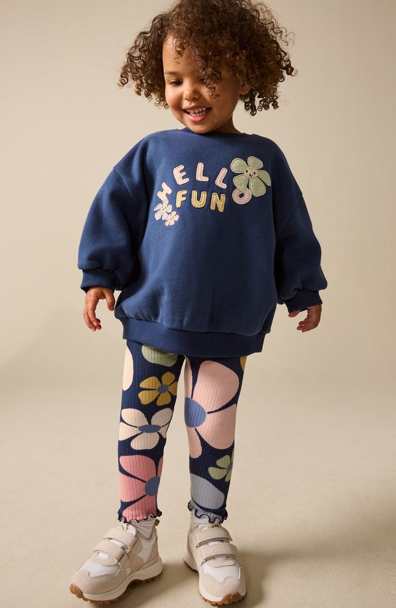 NEXT Kids' Graphic Sweatshirt & Leggings Set, Alternate, color, Blue